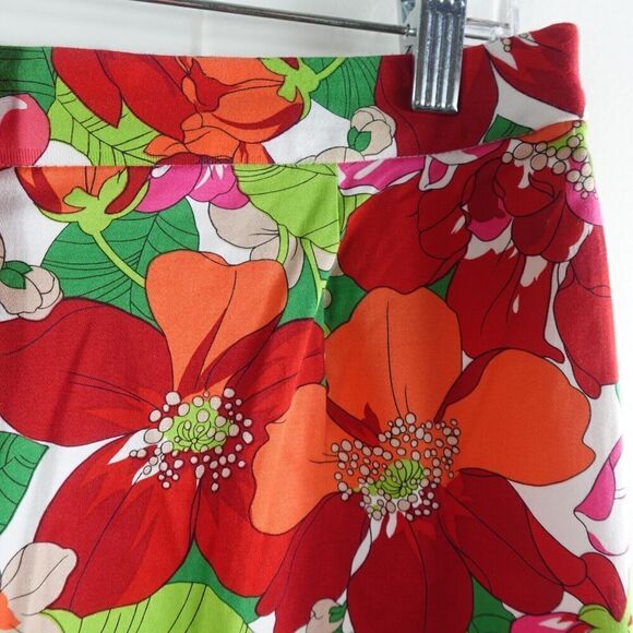 Worthington Womens Pants Bright Floral Colors Cropped Size 14 - Picture 5 of 10